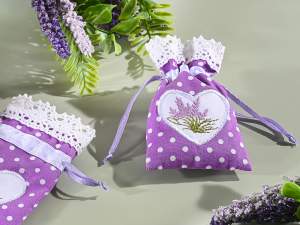 ingrosso sacchettino cotone pois lavanda