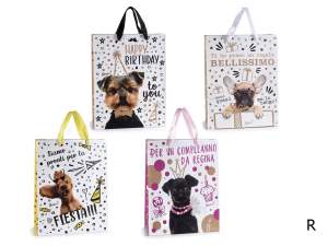 Grossista sacchetti regalo carta design cani