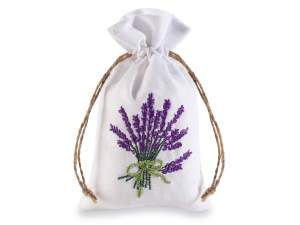 ingrosso sacchettino fiori lavanda con ricamo