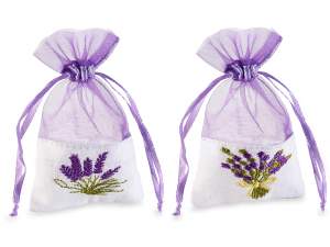 sacchettini bomboniera lavanda ricami