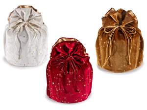 Ingrosso sacchetto panettone velluto stelline oro