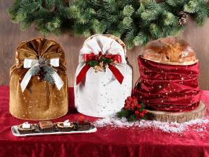 Ingrosso sacchetto panettone velluto stelline oro