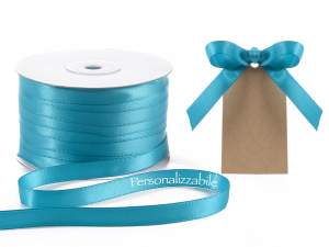 Satin Doppel personalisierte Pfau blue ribbon