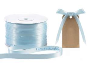 Satin double ribbon light blue personalized