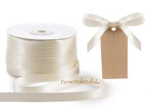 Satin double ribbon antique white personalized