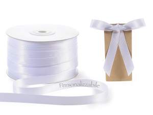 Satin double ribbon white snow personalized