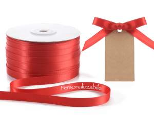 Satin double ribbon strawberry red personalized