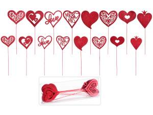 Ingrosso cuori rossi stick legno san valentino