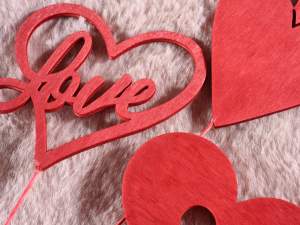 Ingrosso cuori rossi stick legno san valentino
