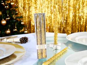 ingrosso candela foglie stelo oro