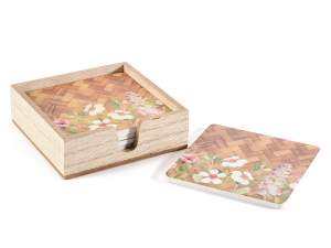 Ingrosso scatole sottobicchieri decorate legno