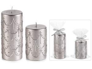 grossista candele rilievo decori argento