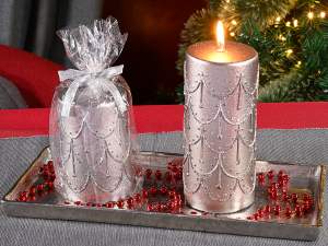 grossista candele rilievo decori argento