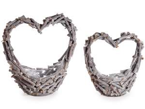 ingrosso cestini a cuore in legno