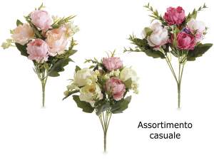 Faroles madera forma corazón rosas artificiales