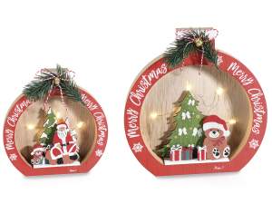 ingrosso decoro legno pallina natale luci