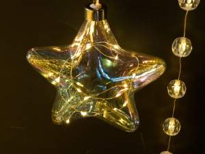Grossista stelle vetro decorato luci led