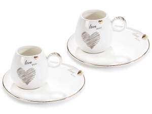 Grossista tazzine piattino Love decori dorati