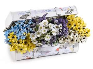 Grossista valigie legno bianco decoro fiori