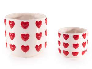 ingrosso vasi cuori rossi ceramica