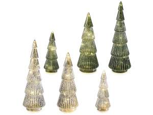 ingrosso set alberi di natale in vetro colorato