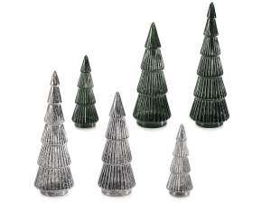 ingrosso set alberi di natale in vetro colorato