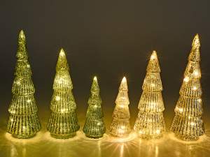 ingrosso set alberi di natale in vetro colorato
