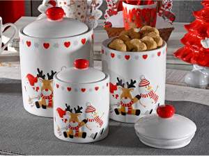 ingrosso barattolo biscottiera natale in ceramica