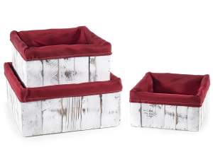 ingrosso cassetta legno bianco stoffa rossa
