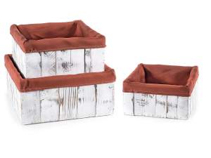 ingrosso cassetta legno bianco stoffa rossa