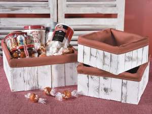 ingrosso cassetta legno bianco stoffa rossa