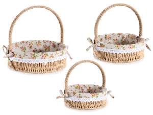 Cesta con asa de flores de tela al por mayor