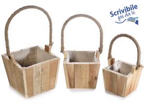 Ingrosso cestini legno stoffa