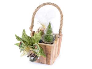Ingrosso cestini legno stoffa