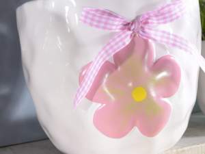 Ingrosso vaso fiori ceramica decoro fiocco