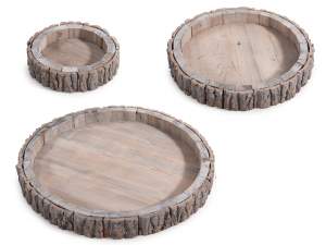 ingrosso vassoi legno corteccia rotondo