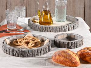 ingrosso vassoi legno corteccia rotondo