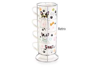 Grossisti tazze porcellana decori cane espo metall
