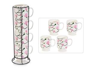 Ingrosso tazze porcellana espositore metallo