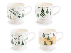 Grossista tazze natale porcellana decori