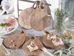 ingrsso taglieri legno acacia fiori incisione