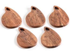 ingrsso taglieri legno acacia fiori incisione