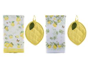 ingrosso set asciugapiatti limone cucina