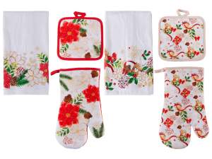 ingrosso set cucina natale guanti presina tessili