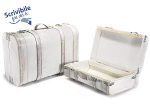 Decorative white wooden suitcase