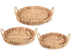wholesale flat baskets hyacinth handles