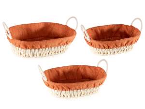 wholesale basket rope covered orange fabric