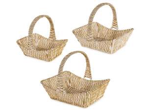 wholesaler woven paper baskets handle