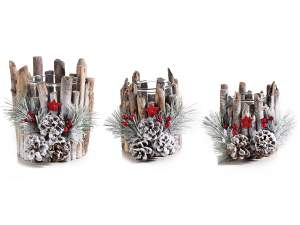 wholesaler centerpiece candle holder pine cones