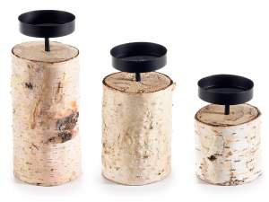 wholesale birch log candle holder